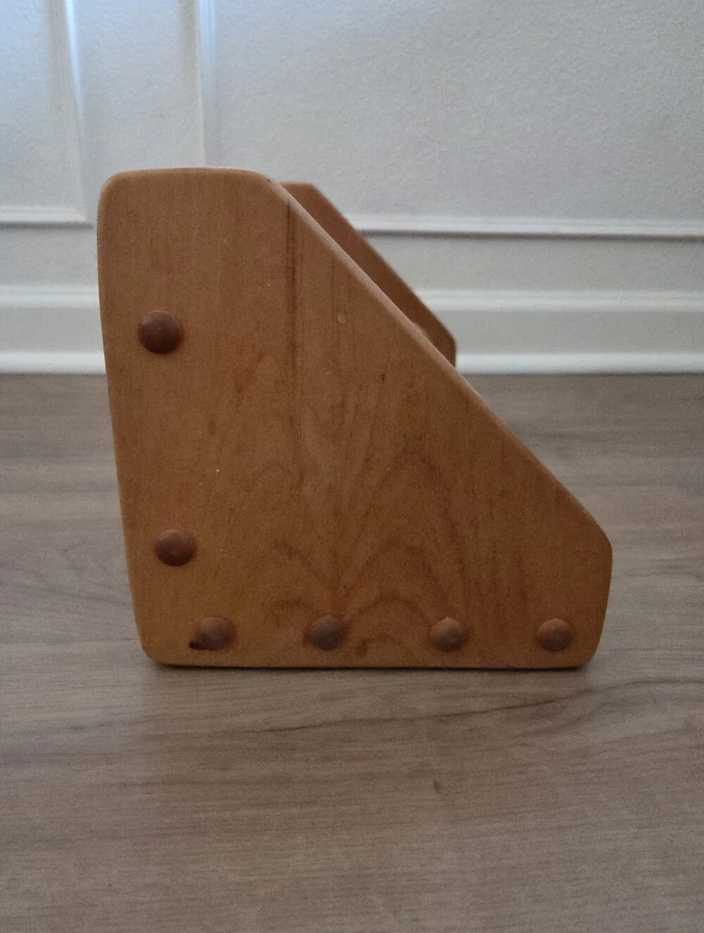Vtg Mid Century Modern Wood Expandable Sliding Tabletop Bookshelf Book Rac Decor - Picture 5 of 8